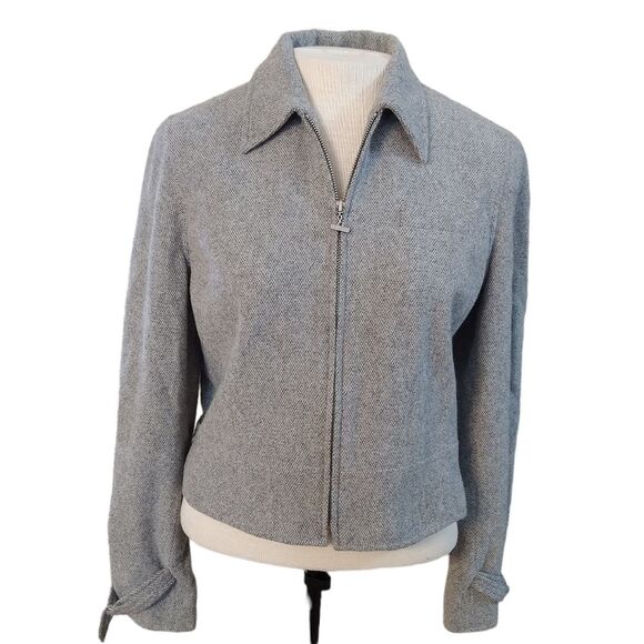 Lauren by Ralph Lauren gray crop Wool Angora jacket - Picture 1 of 10